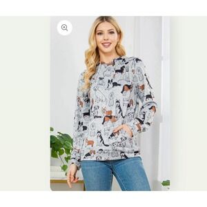 L.A. Soul‎ Dog Print Hoodie Pullover Sweatshirt Casual Comfy Size S